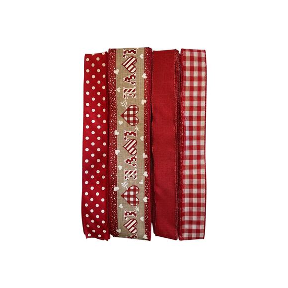 Valentine’s Day Wreath Bundle | Heart Sign & Ribbons Kit | Burlap LOVE Print - Picture 4 of 4